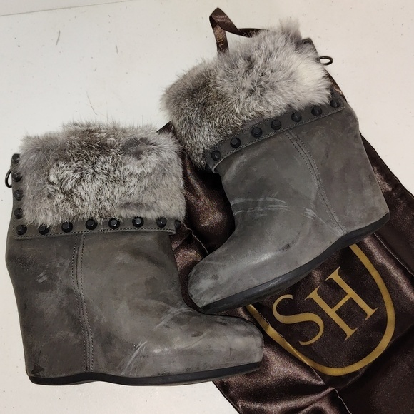 Rare ASH Rabbit top w/hammer nail accents sz European 37  Wedge booties - Picture 3 of 12